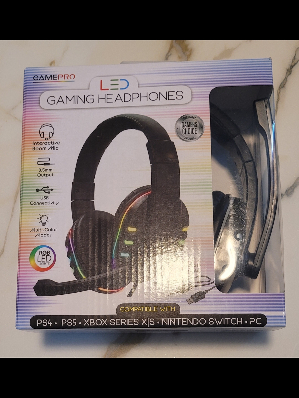 GamePro Black LED On-Ear Gaming Headphones with RGB Lighting
